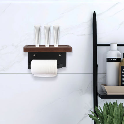 WHAMVOX Solid Wood Toilet Paper Holder Stand with Storage Shelf Bathroom Tissue Rack Organizer.