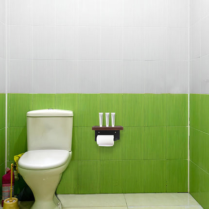 WHAMVOX Solid Wood Toilet Paper Holder Stand with Storage Shelf Bathroom Tissue Rack Organizer.