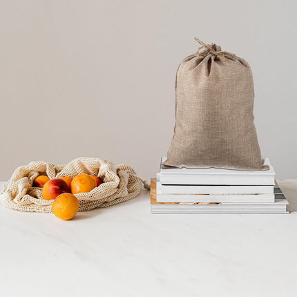 WHAMVOX 6 Pcs Vegetable Bags for Storage Small Burlap Food Jute Tote Khaki.