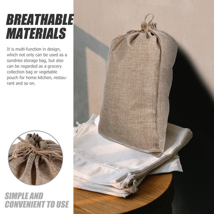 WHAMVOX 6 Pcs Vegetable Bags for Storage Small Burlap Food Jute Tote Khaki.