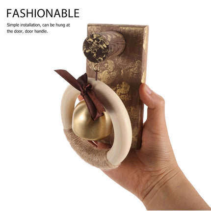 WHAMVOX Wooden Brass Doorbell Shopkeeper Bell for Door Opening Entrance Wood Doorbell Wind Chime Office Ornament.