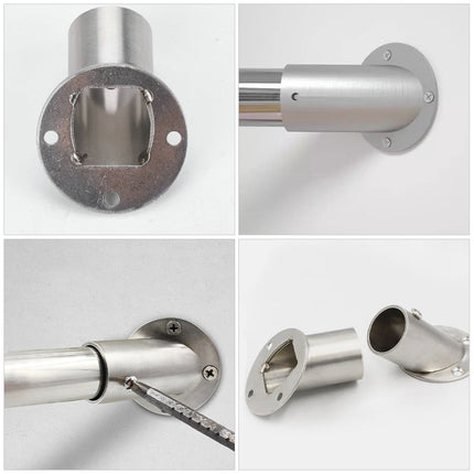 WHAMVOX 4 Pcs Closet Rod Brackets Angled Clothes Rail 6.60X5.20X5.20CM Silver.