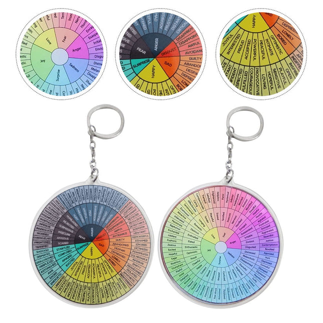 WHAMVOX 2-Pack Metal Hanging Emotion Wheel Keychain Set, Decorative Key for Bags and Keys