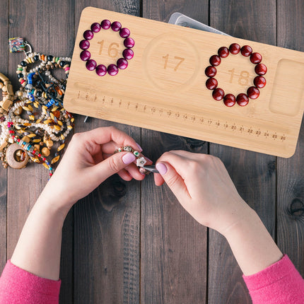 WHAMVOX Wooden Sorting Tray Bracelet Helper to Put on Beading Board Child Travel Brown.