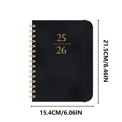 Darzheoy 2025-2026 Planner, Academic Planner 2025-2026 from July 2025, June 2026, Weekly & Monthly Planner Spiral Bound with 12 Monthly Tabs Black.