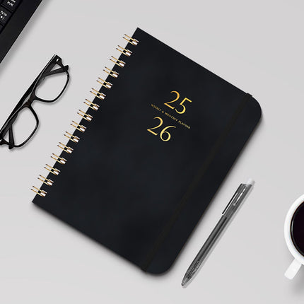 Darzheoy 2025-2026 Planner, Academic Planner 2025-2026 from July 2025, June 2026, Weekly & Monthly Planner Spiral Bound with 12 Monthly Tabs Black.