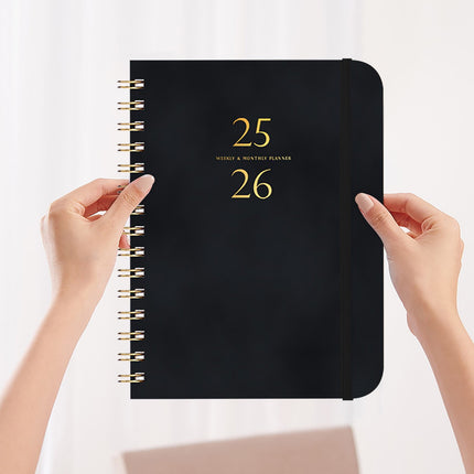 Darzheoy 2025-2026 Planner, Academic Planner 2025-2026 from July 2025, June 2026, Weekly & Monthly Planner Spiral Bound with 12 Monthly Tabs Black.