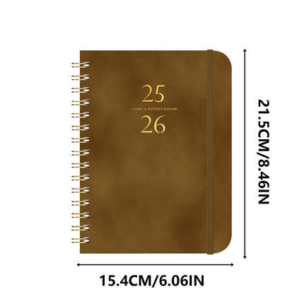 Darzheoy 2025-2026 Planner, Academic Planner 2025-2026 from July 2025, June 2026, Weekly & Monthly Planner Spiral Bound with 12 Monthly Tabs Brown.