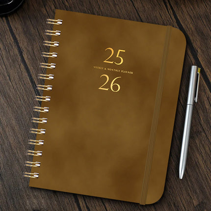 Darzheoy 2025-2026 Planner, Academic Planner 2025-2026 from July 2025, June 2026, Weekly & Monthly Planner Spiral Bound with 12 Monthly Tabs Brown.