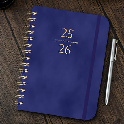 Darzheoy 2025-2026 Planner, Academic Planner 2025-2026 from July 2025, June 2026, Weekly & Monthly Planner Spiral Bound with 12 Monthly Tabs Dark Blue.