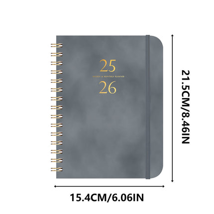 Darzheoy 2025-2026 Planner, Academic Planner 2025-2026 from July 2025, June 2026, Weekly & Monthly Planner Spiral Bound with 12 Monthly Tabs Gray.