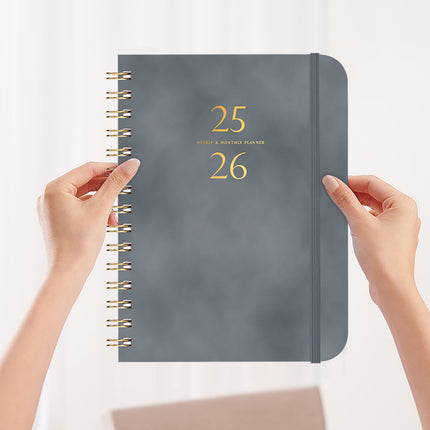 Darzheoy 2025-2026 Planner, Academic Planner 2025-2026 from July 2025, June 2026, Weekly & Monthly Planner Spiral Bound with 12 Monthly Tabs Gray.