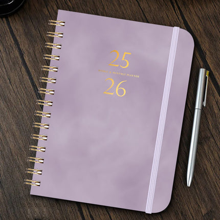 Darzheoy 2025-2026 Planner, Academic Planner 2025-2026 from July 2025, June 2026, Weekly & Monthly Planner Spiral Bound with 12 Monthly Tabs Purple.
