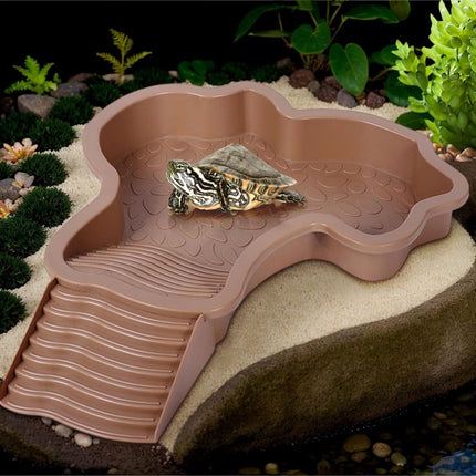 Darzheoy Reptile Bathing Pool Turtle Bath Amphibians Accessories with Ramp Tortoise Feeder Lizards Habitat for Tortoise Scorpion Snake A.