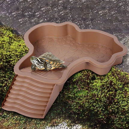 Darzheoy Reptile Bathing Pool Turtle Bath Amphibians Accessories with Ramp Tortoise Feeder Lizards Habitat for Tortoise Scorpion Snake A.
