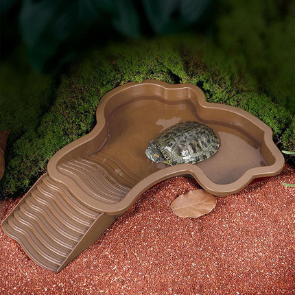 Darzheoy Reptile Bathing Pool Turtle Bath Amphibians Accessories with Ramp Tortoise Feeder Lizards Habitat for Tortoise Scorpion Snake A.