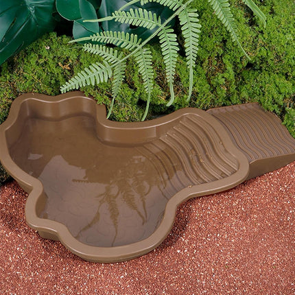 Darzheoy Reptile Bathing Pool Turtle Bath Amphibians Accessories with Ramp Tortoise Feeder Lizards Habitat for Tortoise Scorpion Snake A.