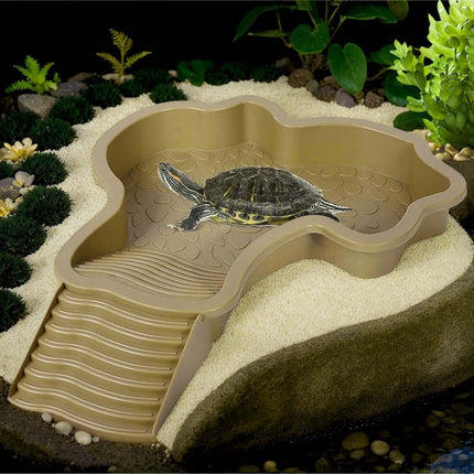 Darzheoy Reptile Bathing Pool Turtle Bath Amphibians Accessories with Ramp Tortoise Feeder Lizards Habitat for Tortoise Scorpion Snake B.