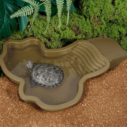 Darzheoy Reptile Bathing Pool Turtle Bath Amphibians Accessories with Ramp Tortoise Feeder Lizards Habitat for Tortoise Scorpion Snake B.
