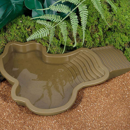 Darzheoy Reptile Bathing Pool Turtle Bath Amphibians Accessories with Ramp Tortoise Feeder Lizards Habitat for Tortoise Scorpion Snake B.