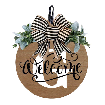 Darzheoy Initial Last Name Year Round Front Door Wreath, Welcome Sign Garland with Bow & Eucalyptus, Personalized Creative 26 Letter Farmhouse Wreath for All Seasons G.