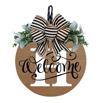 Darzheoy Initial Last Name Year Round Front Door Wreath, Welcome Sign Garland with Bow & Eucalyptus, Personalized Creative 26 Letter Farmhouse Wreath for All Seasons H.