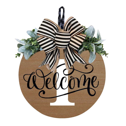 Darzheoy Initial Last Name Year Round Front Door Wreath, Welcome Sign Garland with Bow & Eucalyptus, Personalized Creative 26 Letter Farmhouse Wreath for All Seasons I.