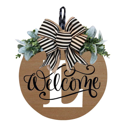 Darzheoy Initial Last Name Year Round Front Door Wreath, Welcome Sign Garland with Bow & Eucalyptus, Personalized Creative 26 Letter Farmhouse Wreath for All Seasons L.