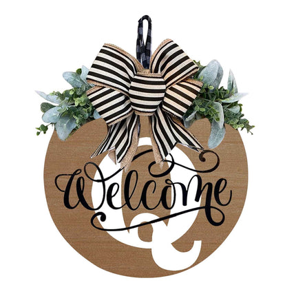 Darzheoy Initial Last Name Year Round Front Door Wreath, Welcome Sign Garland with Bow & Eucalyptus, Personalized Creative 26 Letter Farmhouse Wreath for All Seasons Q.