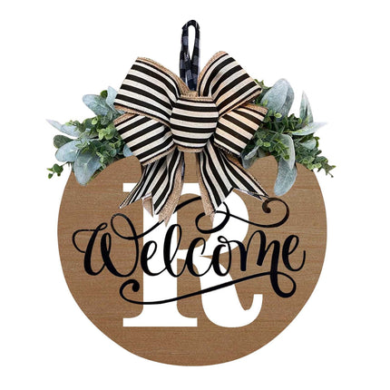 Darzheoy Initial Last Name Year Round Front Door Wreath, Welcome Sign Garland with Bow & Eucalyptus, Personalized Creative 26 Letter Farmhouse Wreath for All Seasons R.