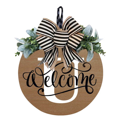 Darzheoy Initial Last Name Year Round Front Door Wreath, Welcome Sign Garland with Bow & Eucalyptus, Personalized Creative 26 Letter Farmhouse Wreath for All Seasons U.