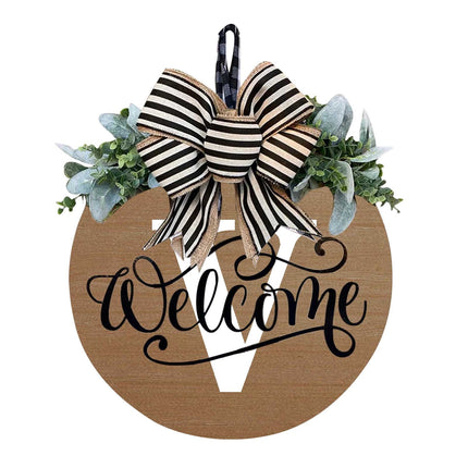 Darzheoy Initial Last Name Year Round Front Door Wreath, Welcome Sign Garland with Bow & Eucalyptus, Personalized Creative 26 Letter Farmhouse Wreath for All Seasons V.