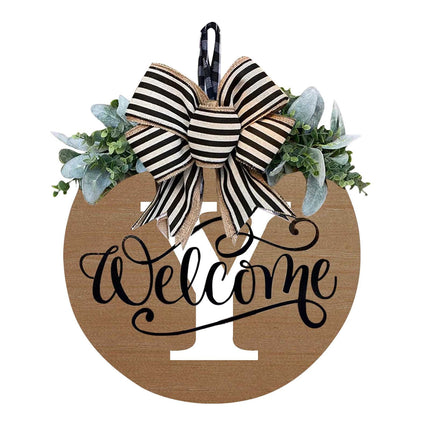 Darzheoy Initial Last Name Year Round Front Door Wreath, Welcome Sign Garland with Bow & Eucalyptus, Personalized Creative 26 Letter Farmhouse Wreath for All Seasons Y.