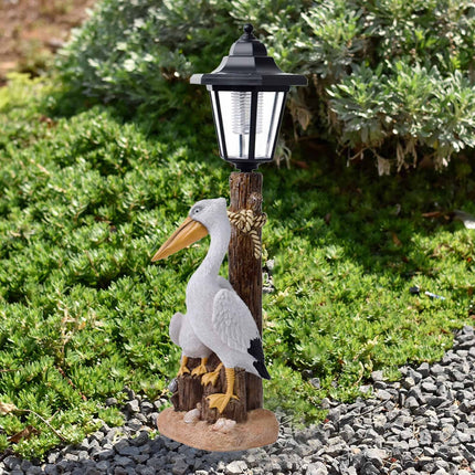 Darzheoy Pelican Garden Statue with Solar Lantern Pelican Solar Light for Outside Decor Sculptures & Statues Lights for Lawn Decor A.
