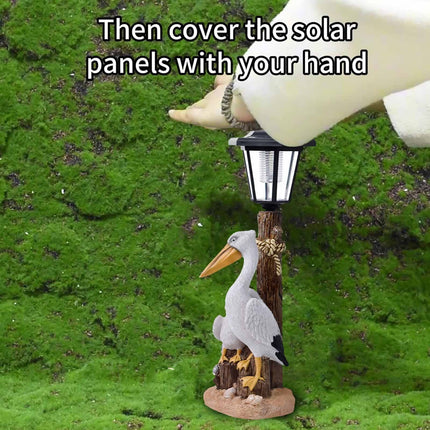 Darzheoy Pelican Garden Statue with Solar Lantern Pelican Solar Light for Outside Decor Sculptures & Statues Lights for Lawn Decor A.