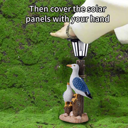 Darzheoy Pelican Garden Statue with Solar Lantern Pelican Solar Light for Outside Decor Sculptures & Statues Lights for Lawn Decor B.