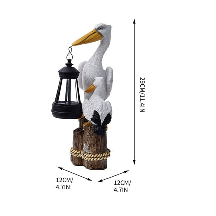 Darzheoy Pelican Garden Statue with Solar Lantern Pelican Solar Light for Outside Decor Sculptures & Statues Lights for Lawn Decor C.