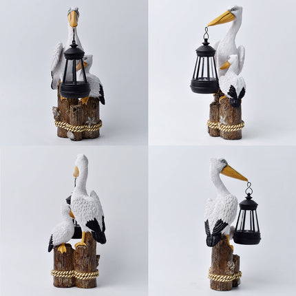 Darzheoy Pelican Garden Statue with Solar Lantern Pelican Solar Light for Outside Decor Sculptures & Statues Lights for Lawn Decor C.