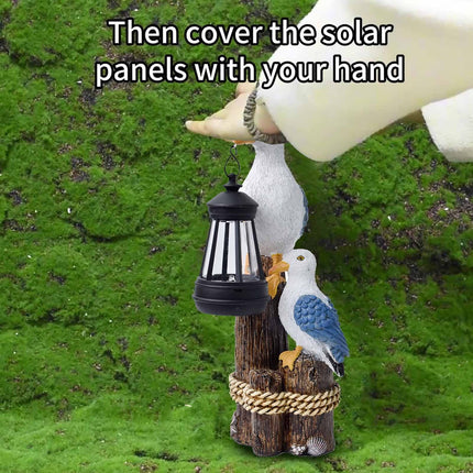 Darzheoy Pelican Garden Statue with Solar Lantern Pelican Solar Light for Outside Decor Sculptures & Statues Lights for Lawn Decor D.