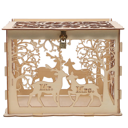 SKISUNO Large Wooden Lock Box with Key, Khaki Rectangular Secure Storage Case, and Portable, 1 Set.