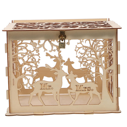 SKISUNO Large Wooden Lock Box with Key, Khaki Rectangular Secure Storage Case, and Portable, 1 Set.