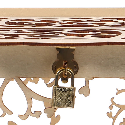 SKISUNO Large Wooden Lock Box with Key, Khaki Rectangular Secure Storage Case, and Portable, 1 Set.