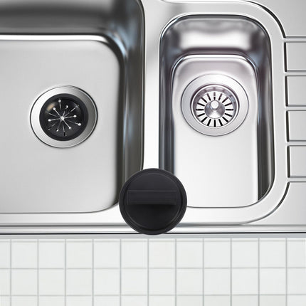 HOOWIFFY 2-Pack Garbage Disposal Sink Guard in Black ABS Plastic, 6.25 x 5.05 x 3.5 Inches, Protector for Home Kitchen.