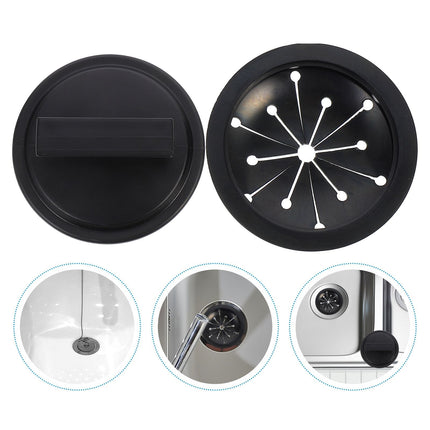 HOOWIFFY 2-Pack Garbage Disposal Sink Guard in Black ABS Plastic, 6.25 x 5.05 x 3.5 Inches, Protector for Home Kitchen.