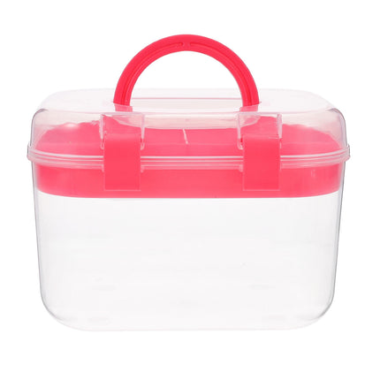 HOOWIFFY Plastic Sewing Box Red Large Capacity Double Layer Organizer for Home and Office Use with Design.