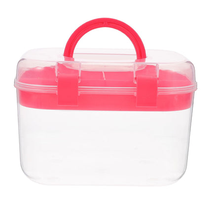 HOOWIFFY Plastic Sewing Box Red Large Capacity Double Layer Organizer for Home and Office Use with Design.