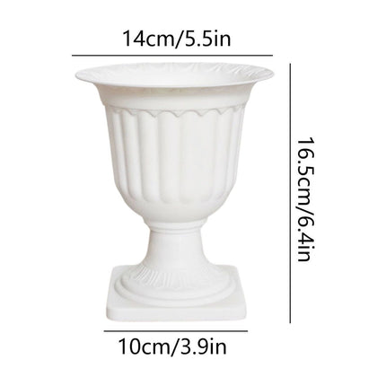 Darzheoy White Urn Planter Flower Pots, Classic Plastic Tall Planter, Wedding Party Porch Front Door Decorative 2 Pack A.