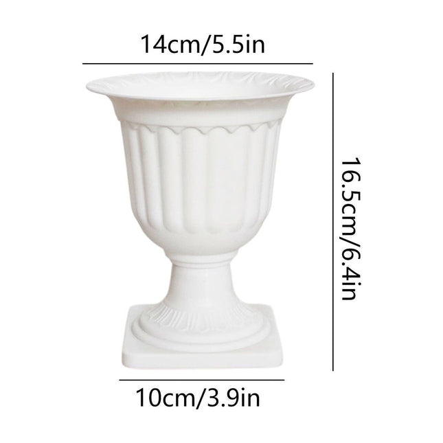 Darzheoy White Urn Planter Flower Pots, Classic Plastic Tall Planter, Wedding Party Porch Front Door Decorative 2 Pack A.