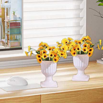 Darzheoy White Urn Planter Flower Pots, Classic Plastic Tall Planter, Wedding Party Porch Front Door Decorative 2 Pack A.