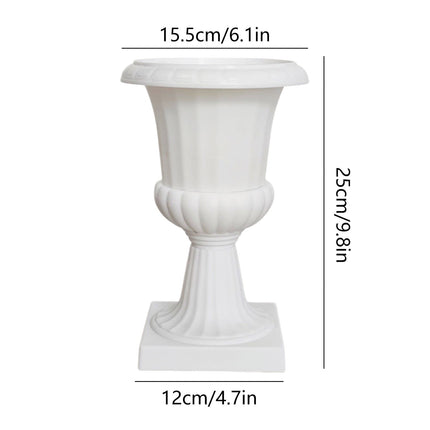Darzheoy White Urn Planter Flower Pots, Classic Plastic Tall Planter, Wedding Party Porch Front Door Decorative 2 Pack B.